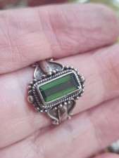 silver green stone ring beautiful