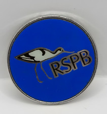 Vintage Round Blue Metal Enamel RSPB Pin Badge