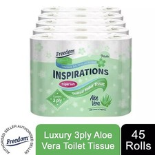 Freedom Inspirations Aloe Vera 3 Ply Toilet Paper 45 Rolls – Quilted Soft Tissue