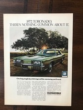1972 vintage original print ad Oldsmobile Tornado 2-door Luxury Sedan
