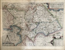 Staffordshire, Antique Map  by