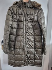 Barbour Lunga Quilt Winter Tartan Fibre Down Hooded Coat Size 14 