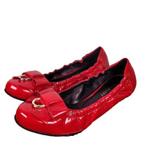 Mulberry Ballet Flats Shoes UK3 EU36 US5.5 Red Patent Bow Elasticated Christmas