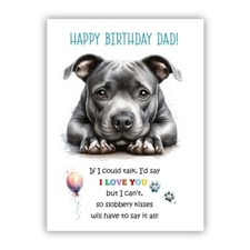 Birthday Card from the dog. Staffordshire Bull Terrier card. Staff Terrier.