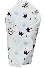 BABY SWADDLE WRAP SNUGGLE NEWBORN BLANKET PRAM QUILT SLEEPING BAG blue crowns