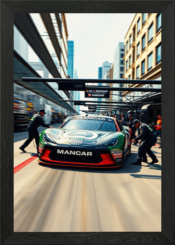 Nascar stock car pit - stock, framed