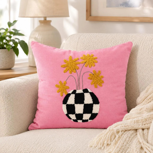 Pink floral punch needle - floral,