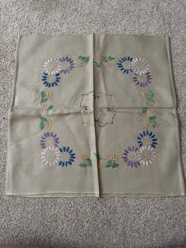 Hand embroidered linen cushion - embroidered,