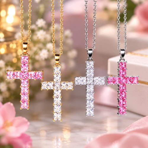Crystal cross necklace - cross,