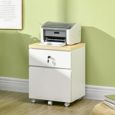 Modern 2-Drawer Filing Cabinet Mobile File Cabinet Legal Size W/ Wheels White