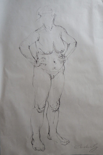 Pencil drawing female nude - female,