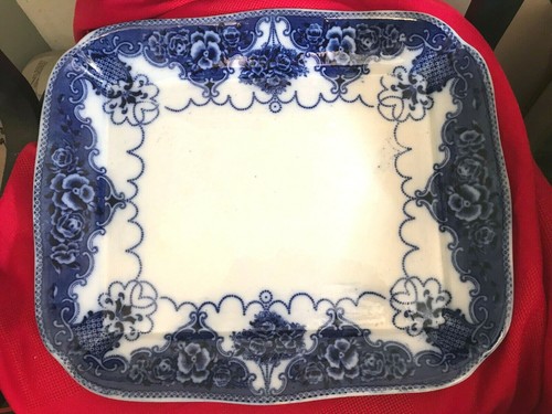 Huge antique flow blue - blue, meat