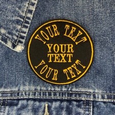 ARCHED TEXT CIRCLE CUSTOM PERSONALISED BIKER PATCH SEW ON EMBROIDERED FELT PATCH