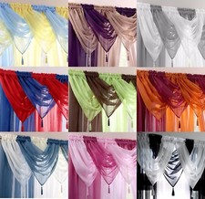 1 VOILE SWAG SWAGS TASSLE DECORATIVE NET CURTAIN DRAPE PELMET VALANCE 22 Colours