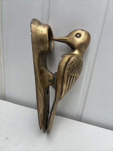 Vintage brass woodpecker door - brass,
