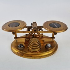 Fine Antique Brass Postal Scales Mounted With Agate By John Joseph Mechi