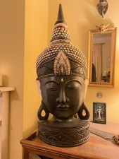 Hand Carved Wooden Buddha Head