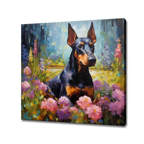 Doberman dog puppy colourful - doberman,