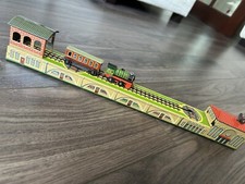 Vintage Clockwork Tin Plate Train Station Arnold Germany Working Boxed