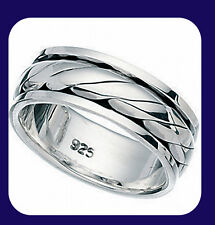 Gents Sterling Silver Rotating Spinner Worry Ring 7mm Wide 925 Hallmark