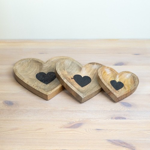 Wooden heart shaped tray - wooden,