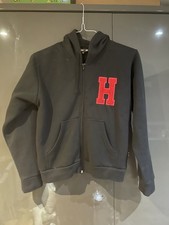 Harvard Fraternity’ Firebr Nd Hoodie Size M Slim Black Red Embossed Text Zipped 