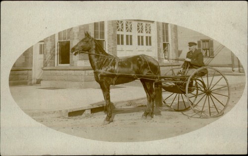 Rppc man newsie cap - man,