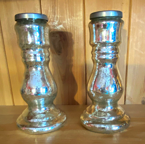 Pair silver mercury glass - pair,