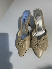 Tan Leather Kitten Heel Mules