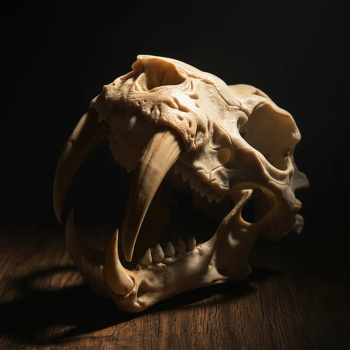 Sabre tooth tiger skull - tooth,