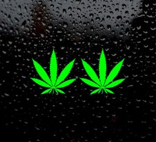2 X detailed cannabis leaf