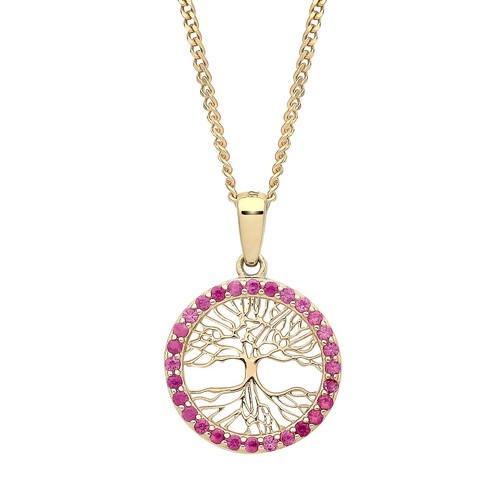 9ct gold simulated ruby - ruby, tree