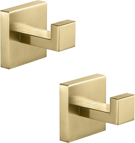 Yuet brushed brass towel hooks - brass,
