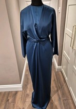 Asos Design Stunning Petrol Blue Maxi Evening Dress Uk 16 Front Crossover Belt