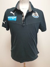 V49 MENS PUMA BLACK NEWCASTLE UTD COTTON SLIM FIT POLO T-SHIRT UK S EU 46