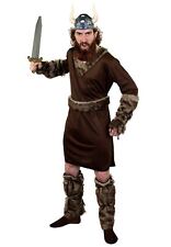 MENS VIKING COSTUME ADULTS FANCY DRESS MEDIEVAL WARRIOR BROWN TUNIC HALLOWEEN