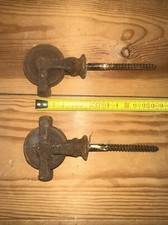 2 Victorian Iron Pulley Wheel Threaded Airer  Block Antique Old Vintage (B053)