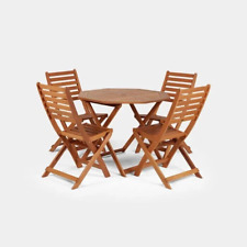 Garden Dining Table and Chairs Set of 4, Hardwood Patio Dining Set, Vonhaus