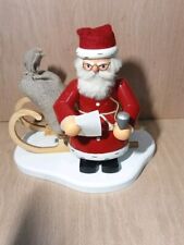  Christmas Wooden Santa & Sleigh Made In Germany 15 Cm Tall, Base 17 X 10 Cm