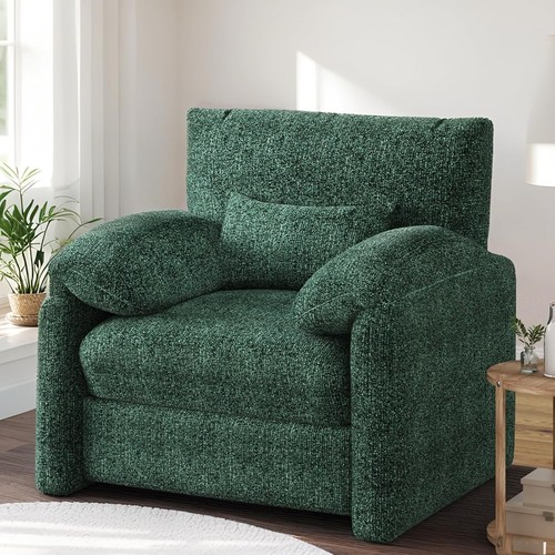 Large green velvet armchair - velvet,