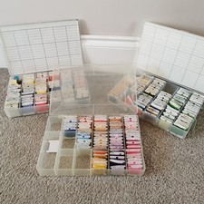 Bundle Three Embroidery Thread Organisers Filled With Various Shades Of Thread