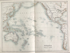 Map Oceania by A & C Black c1879 Map chart large double page colour