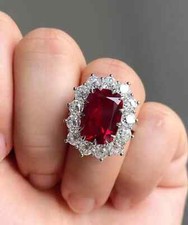 4.00 Ct Real Natural Ruby Diamond Engagement Beautiful Ring 14K Solid White Gold