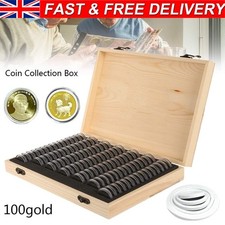 Luxury Wooden Coin Tray Cabinet Case, Collection Storage Display Box Holders UK