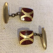 Vintage Cufflinks Red Enamel