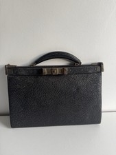 Antique  Collectible Doctors Bag Vintage Black Leather Gladstone Bag 1930s