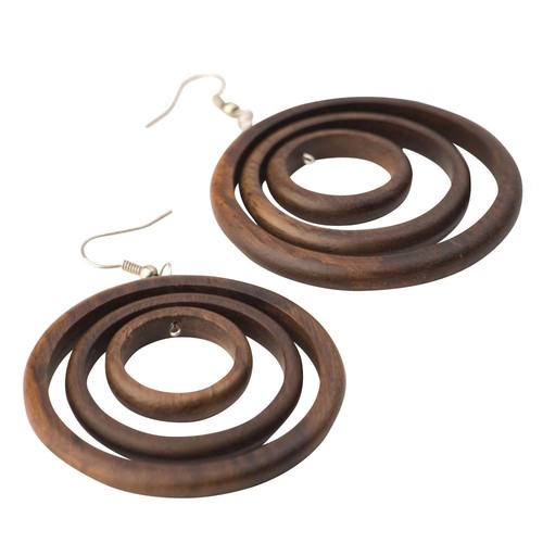 Wooden earrings large wood - wooden,