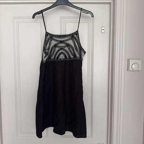 Zara black crochet linen - black, blend
