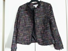 H&M Ladies Black Colourful Tweed Like Jacket Size 8 10 Formal Layers