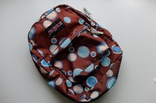 JanSport Backpack Buck sack 25 Ltr Brown blue polka dot